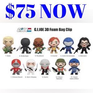 GI Joe Duke Storm Shadow Figural 3D Bag Clip Complete 11 Toy Figure Set